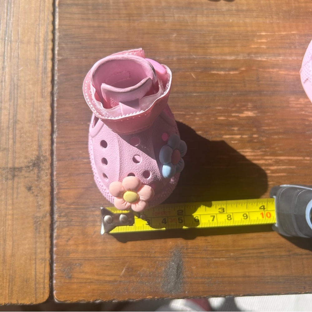 Pink Dog Crocs Style Sandals w/ Flower Charms — Adjustable Pet Shoes, Small Dog - Picture 5 of 6